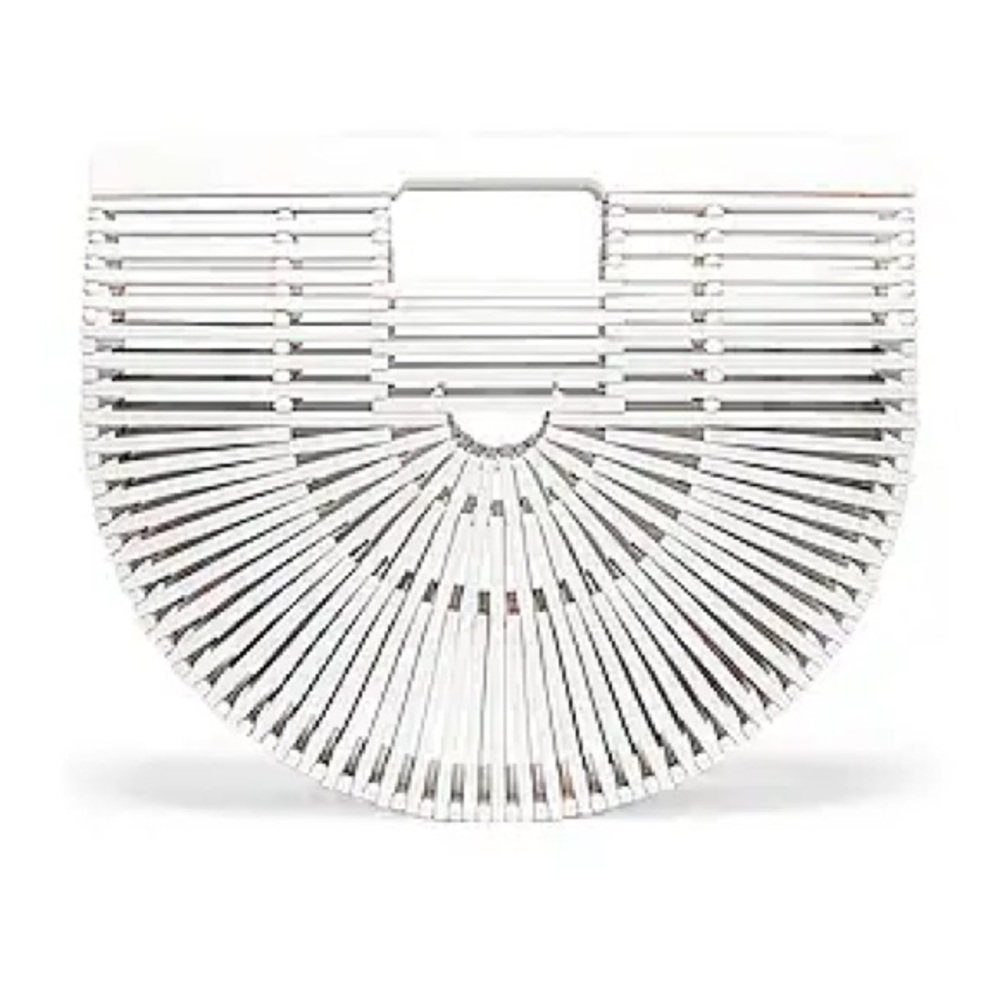 Acrylic Ark Top hHandle Bag in White